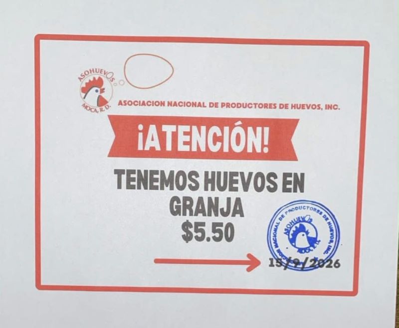 En este momento estás viendo ASONAPROP confirma alza del huevo a RD$5.30 y descarta aumento a RD$7